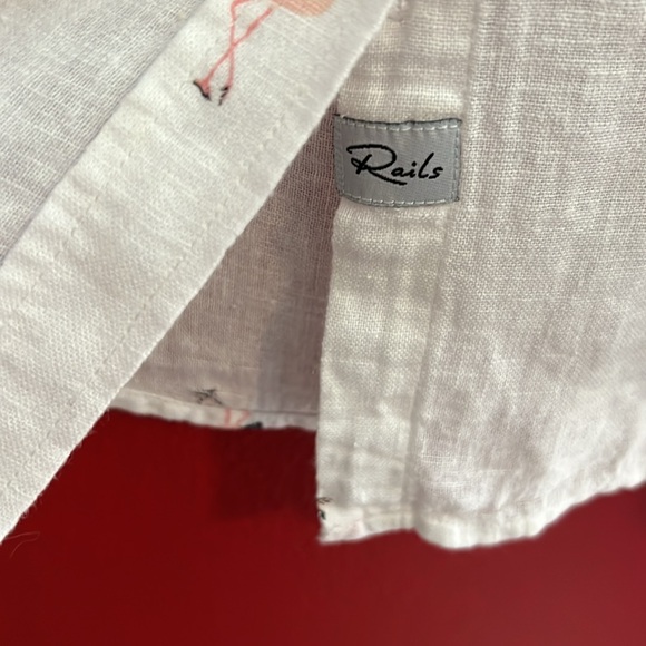 Rails Charli Retro Flamingos Linen Blend Long Sleeve Button Down Shirt S - Picture 4 of 7